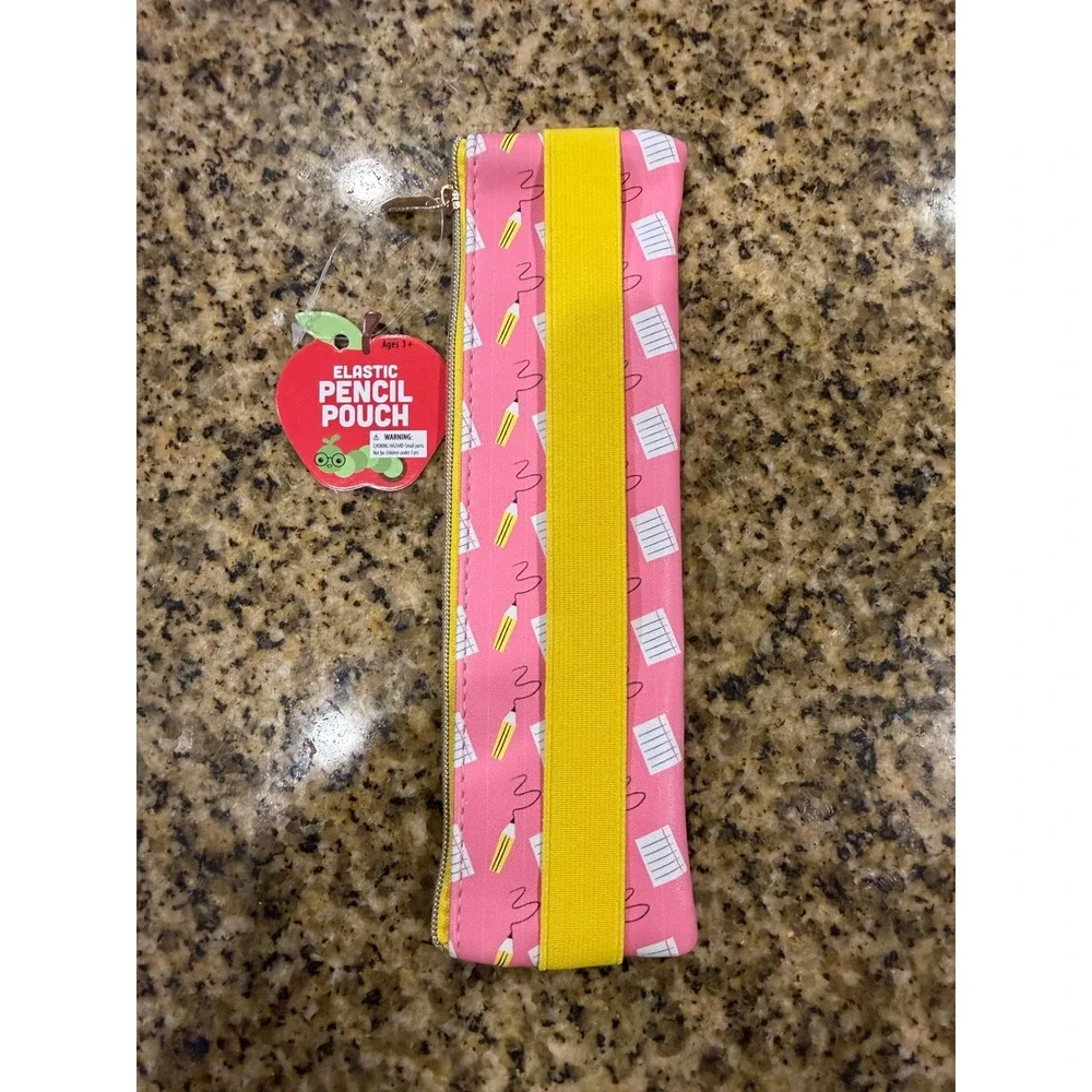 Pink Elastic Pencil Pouch for Notebook Planner School Supplies Pencil Pattern